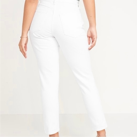 Old Navy curvy OG 0.0 straight white raw hem ankle jeans Old Money Classic 4 - Picture 3 of 9